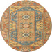 Round Traditional Metallic Gold Oriental Rug, tr2213