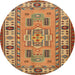 Round Traditional Gold Oriental Rug, tr2214