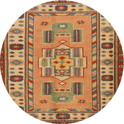 Square Machine Washable Traditional Gold Rug, wshtr2214