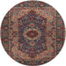 Square Machine Washable Traditional Dark Almond Brown Rug, wshtr2215