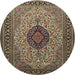 Round Traditional Bakers Brown Medallion Rug, tr2216