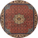 Round Traditional Orange Salmon Pink Persian Rug, tr2218