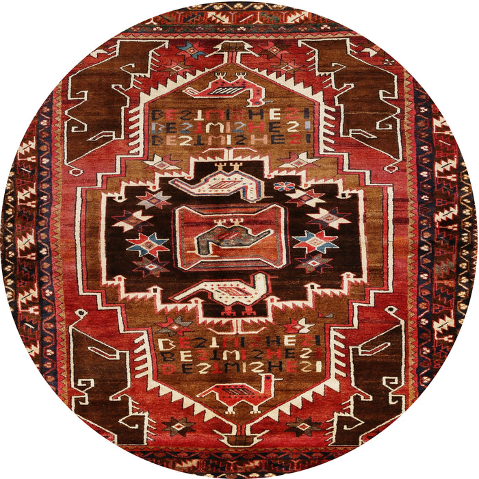 Round Traditional Crimson Red Persian Rug, tr221