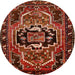 Round Traditional Crimson Red Persian Rug, tr221