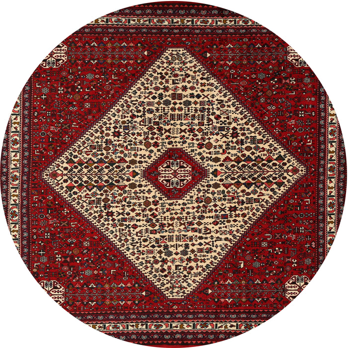 Round Traditional Crimson Red Persian Rug, tr2221