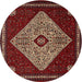 Round Traditional Crimson Red Persian Rug, tr2221