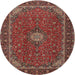 Round Traditional Saffron Red Medallion Rug, tr2223