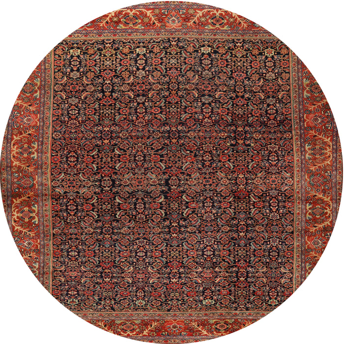 Round Traditional Saffron Red Persian Rug, tr2225