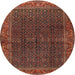 Square Machine Washable Traditional Saffron Red Rug, wshtr2225