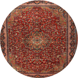 Square Machine Washable Traditional Rust Pink Rug, wshtr2226