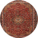 Round Traditional Rust Pink Persian Rug, tr2226