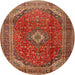 Round Traditional Bronze Brown Medallion Rug, tr2227