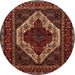 Round Traditional Sienna Brown Persian Rug, tr2230