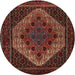 Round Traditional Sienna Brown Persian Rug, tr2231