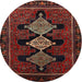 Round Traditional Chestnut Brown Persian Rug, tr2232