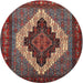 Square Machine Washable Traditional Dark Almond Brown Rug, wshtr2233