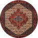 Square Machine Washable Traditional Saffron Red Rug, wshtr2234