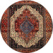 Round Traditional Gold Brown Persian Rug, tr2235
