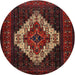 Round Traditional Reddish Brown Persian Rug, tr2236