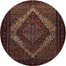 Round Traditional Reddish Brown Persian Rug, tr2237