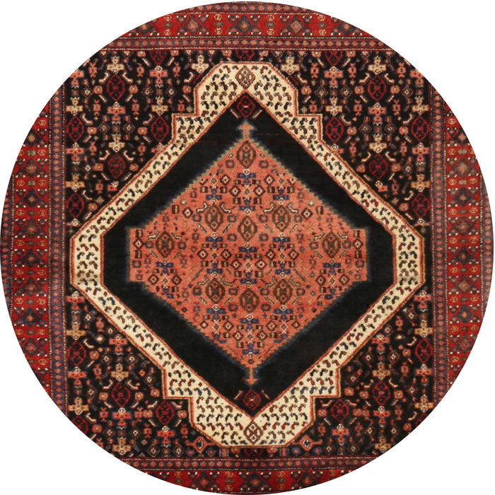 Round Traditional Deep Red Persian Rug, tr2239
