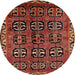 Round Traditional Crimson Red Persian Rug, tr223