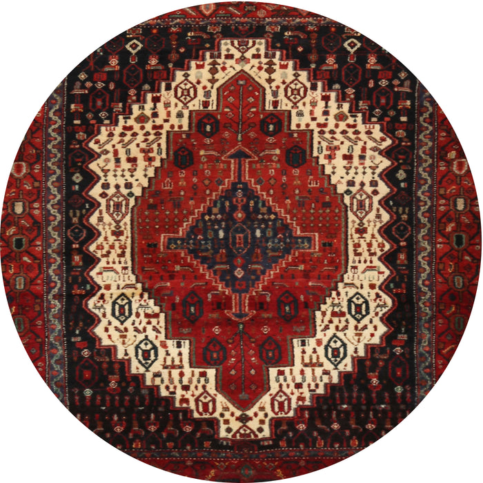 Round Traditional Chestnut Brown Persian Rug, tr2240