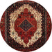 Round Traditional Chestnut Brown Persian Rug, tr2240