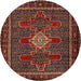 Square Machine Washable Traditional Saffron Red Rug, wshtr2242