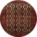 Round Traditional Dark Sienna Brown Persian Rug, tr2243