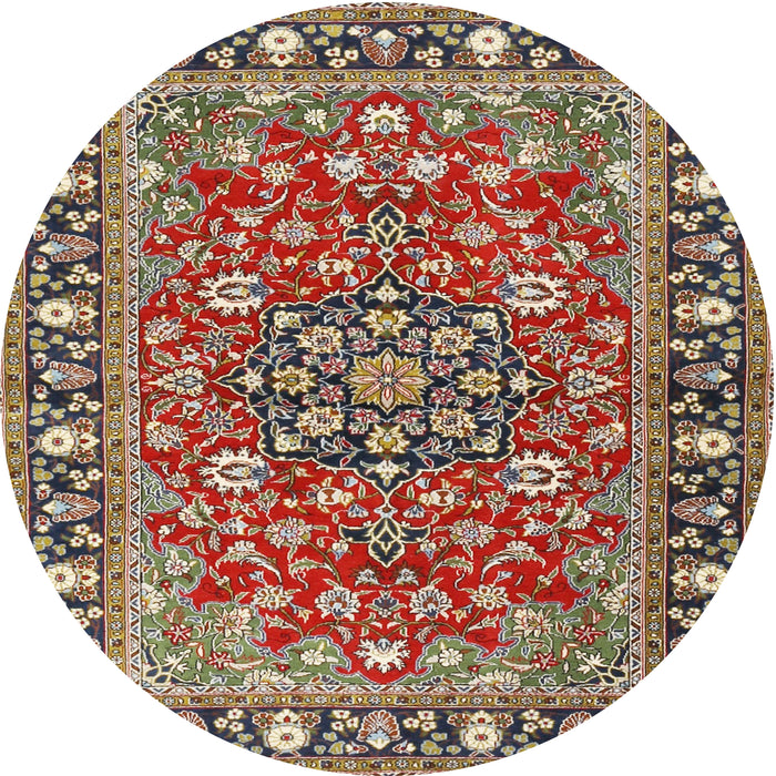 Round Traditional Light French Beige Brown Persian Rug, tr2246