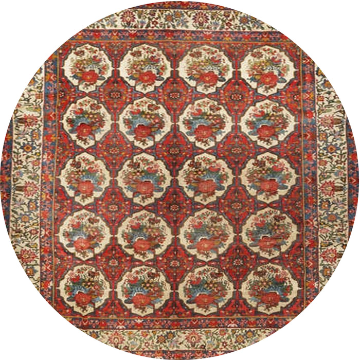Round Traditional Fire Brick Red Persian Rug, tr2248