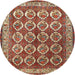 Round Traditional Fire Brick Red Persian Rug, tr2248