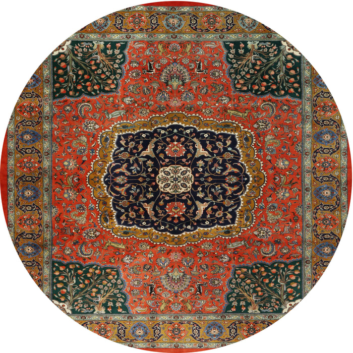 Round Traditional Brown Persian Rug, tr2249