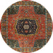 Round Traditional Brown Persian Rug, tr2249