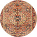 Round Traditional Sand Brown Persian Rug, tr2250