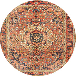 Square Machine Washable Traditional Sand Brown Rug, wshtr2250