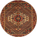 Square Machine Washable Traditional Saffron Red Rug, wshtr2251