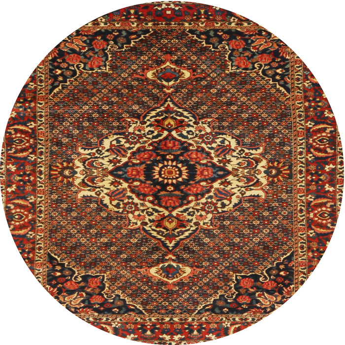 Round Traditional Saffron Red Persian Rug, tr2251
