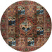 Round Traditional Dark Almond Brown Persian Rug, tr2253