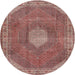 Round Traditional Fire Brick Red Persian Rug, tr2257