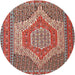 Round Traditional Tan Brown Persian Rug, tr225