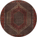 Square Machine Washable Traditional Brown Rug, wshtr2260