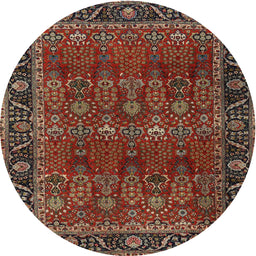 Square Machine Washable Traditional Saffron Red Rug, wshtr2261