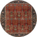 Square Machine Washable Traditional Saffron Red Rug, wshtr2261