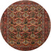 Round Traditional Saffron Red Persian Rug, tr2262