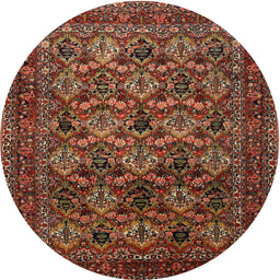 Square Machine Washable Traditional Saffron Red Rug, wshtr2262