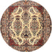 Square Machine Washable Traditional Red Brown Rug, wshtr2264