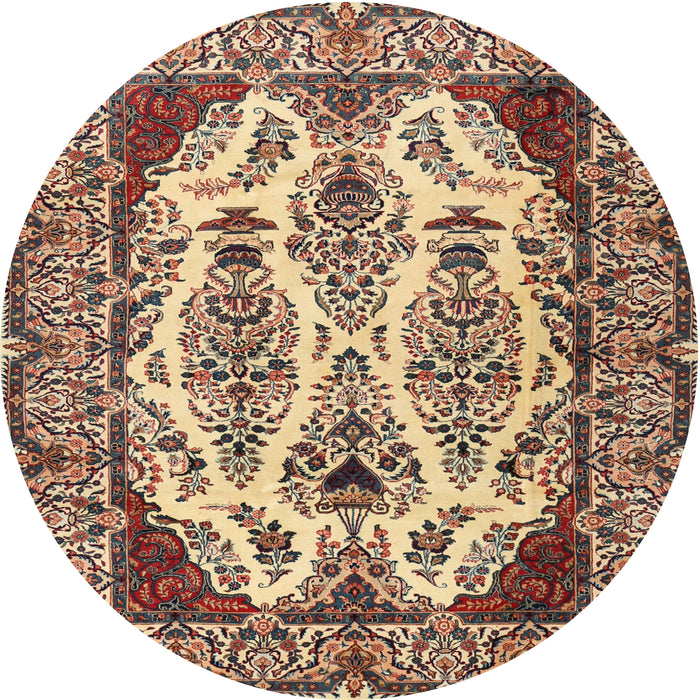 Round Traditional Red Brown Persian Rug, tr2264