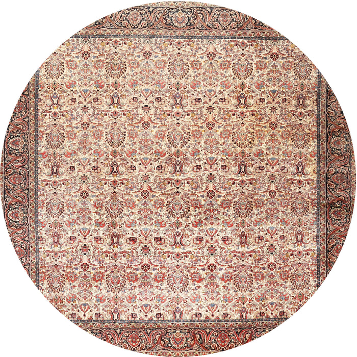 Round Traditional Chestnut Red Persian Rug, tr2265